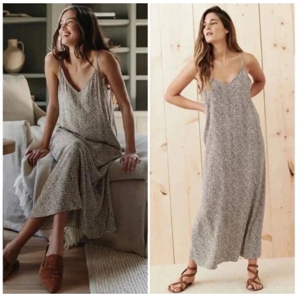 Jenni Kayne Leopard Print Maxi Slip Dress Sz L Minimalist 90s Designer - Picture 13 of 14